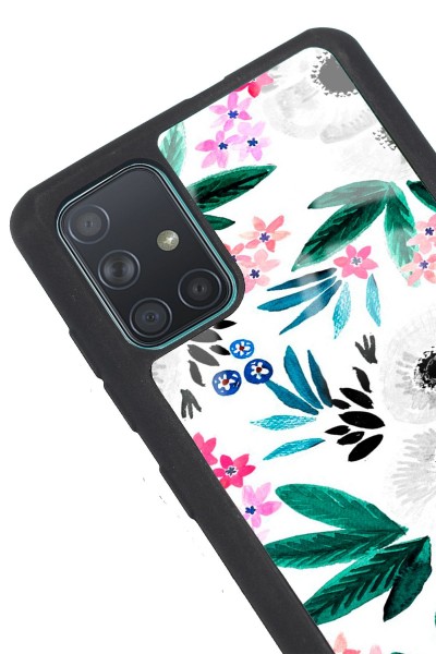 Samsung A71 Beyaz Çiçek Tasarımlı Glossy Telefon Kılıfı