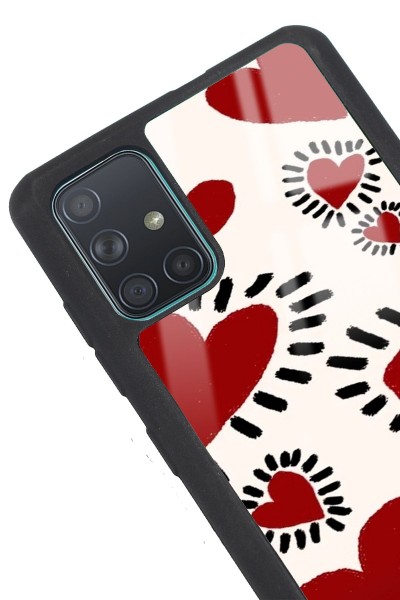 Samsung A71 Brush Heart Tasarımlı Glossy Telefon Kılıfı