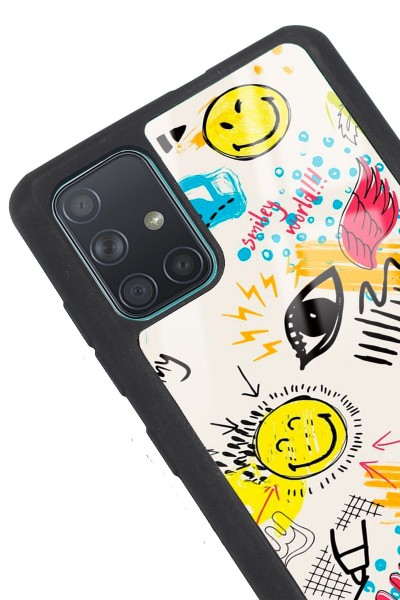 Samsung A71 Doodle Emoji Tasarımlı Glossy Telefon Kılıfı
