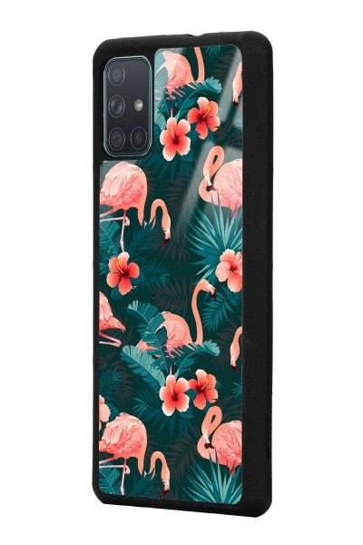 Samsung A71 Flamingo Leaf Tasarımlı Glossy Telefon Kılıfı
