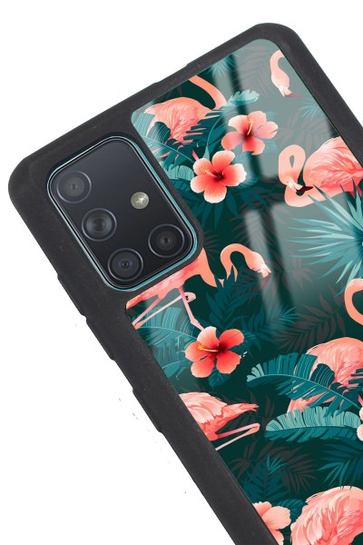 Samsung A71 Flamingo Leaf Tasarımlı Glossy Telefon Kılıfı