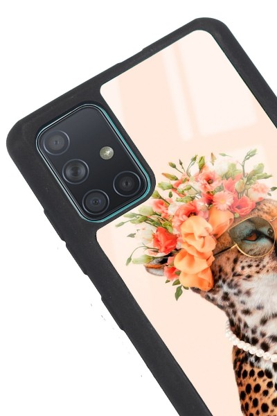 Samsung A71 Influencer Leopar Kedi Tasarımlı Glossy Telefon Kılıfı