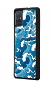 Samsung A71 Mavi Dalga Tasarımlı Glossy Telefon Kılıfı
