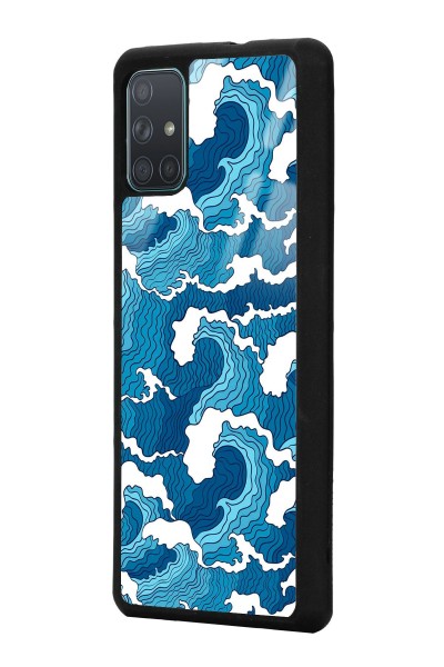Samsung A71 Mavi Dalga Tasarımlı Glossy Telefon Kılıfı