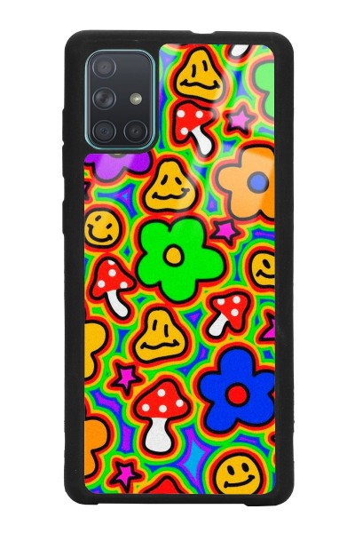 Samsung A71 Neon Flowers Tasarımlı Glossy Telefon Kılıfı