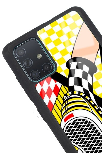 Samsung A71 Yellow Plaid Tasarımlı Glossy Telefon Kılıfı