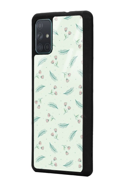 Samsung A71 Yeşil Yapraklı Tasarımlı Glossy Telefon Kılıfı