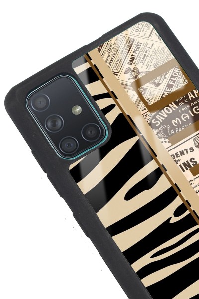 Samsung A71 Zebra Gazete Tasarımlı Glossy Telefon Kılıfı