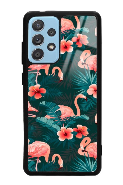 Samsung A72 Flamingo Leaf Tasarımlı Glossy Telefon Kılıfı
