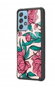 Samsung A72 Fuşya Çiçekli Tasarımlı Glossy Telefon Kılıfı