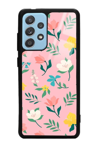 Samsung A72 Pinky Flowers Tasarımlı Glossy Telefon Kılıfı