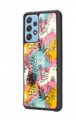 Samsung A72 Retro Çizgi Çiçek Tasarımlı Glossy Telefon Kılıfı