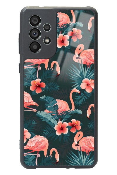 Samsung A73 Flamingo Leaf Tasarımlı Glossy Telefon Kılıfı