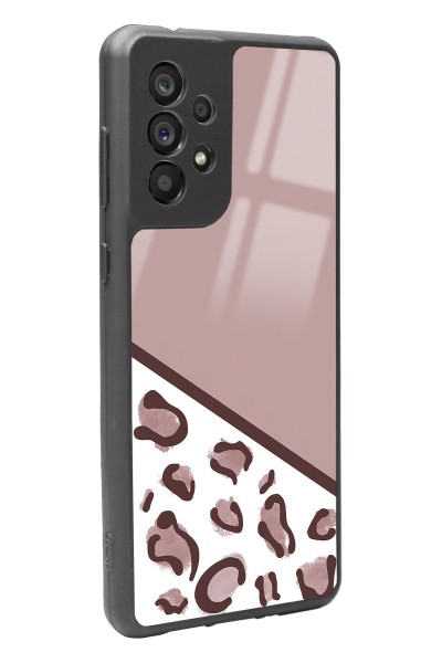 Samsung A73 Kahve Leopar Tasarımlı Glossy Telefon Kılıfı