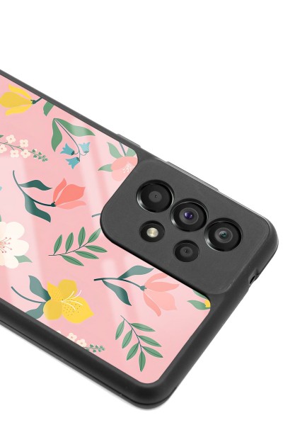 Samsung A73 Pinky Flowers Tasarımlı Glossy Telefon Kılıfı