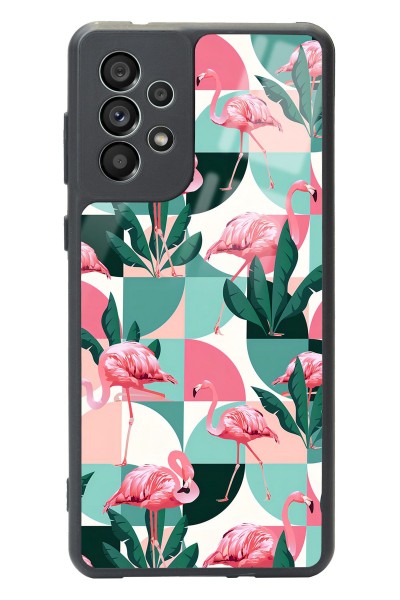 Samsung A73 Retro Flamingo Duvar Kağıdı Tasarımlı Glossy Telefon Kılıfı