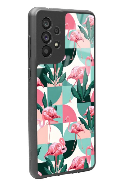 Samsung A73 Retro Flamingo Duvar Kağıdı Tasarımlı Glossy Telefon Kılıfı