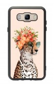 Samsung J7 (2016) Influencer Leopar Kedi Tasarımlı Glossy Telefon Kılıfı