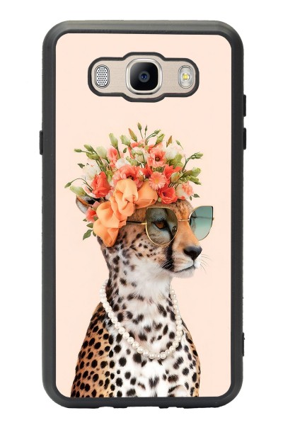 Samsung J7 (2016) Influencer Leopar Kedi Tasarımlı Glossy Telefon Kılıfı