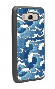 Samsung J7 (2016) Mavi Dalga Tasarımlı Glossy Telefon Kılıfı