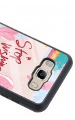 Samsung J7 (2016) Pembe Motto Tasarımlı Glossy Telefon Kılıfı