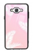Samsung J7 Beyaz Palmiye Tasarımlı Glossy Telefon Kılıfı