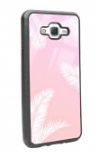 Samsung J7 Beyaz Palmiye Tasarımlı Glossy Telefon Kılıfı