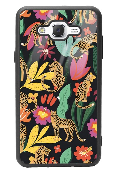 Samsung J7 Çiçekli Kediler Tasarımlı Glossy Telefon Kılıfı