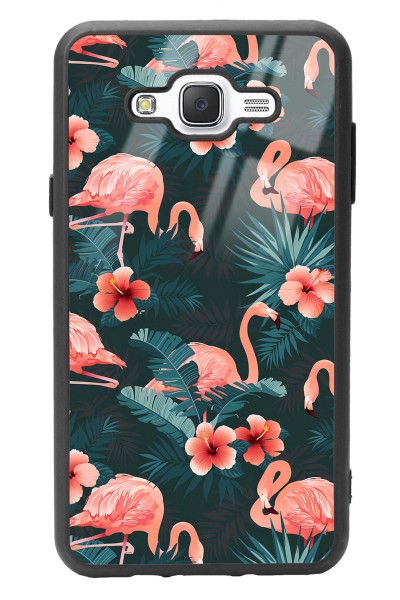 Samsung J7 Flamingo Leaf Tasarımlı Glossy Telefon Kılıfı