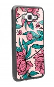 Samsung J7 Fuşya Çiçekli Tasarımlı Glossy Telefon Kılıfı