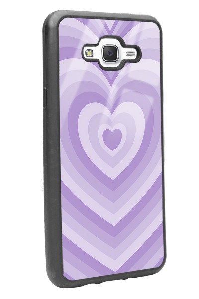 Samsung J7 Lila Kalp Tasarımlı Glossy Telefon Kılıfı