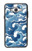 Samsung J7 Mavi Dalga Tasarımlı Glossy Telefon Kılıfı
