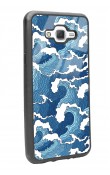 Samsung J7 Mavi Dalga Tasarımlı Glossy Telefon Kılıfı