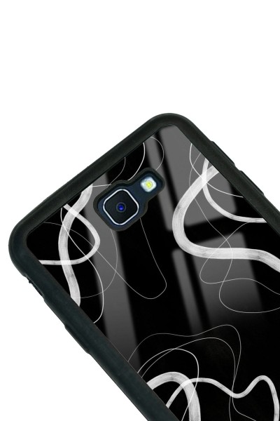 Samsung J7 Prime Black Wave Tasarımlı Glossy Telefon Kılıfı
