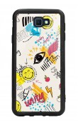 Samsung J7 Prime Doodle Emoji Tasarımlı Glossy Telefon Kılıfı