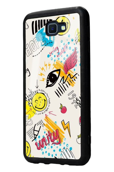 Samsung J7 Prime Doodle Emoji Tasarımlı Glossy Telefon Kılıfı
