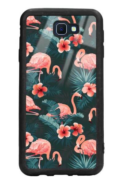 Samsung J7 Prime Flamingo Leaf Tasarımlı Glossy Telefon Kılıfı