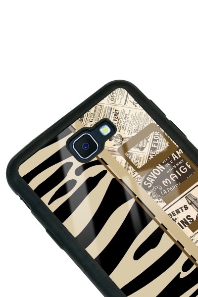 Samsung J7 Prime Zebra Gazete Tasarımlı Glossy Telefon Kılıfı