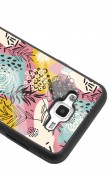 Samsung J7 Retro Çizgi Çiçek Tasarımlı Glossy Telefon Kılıfı
