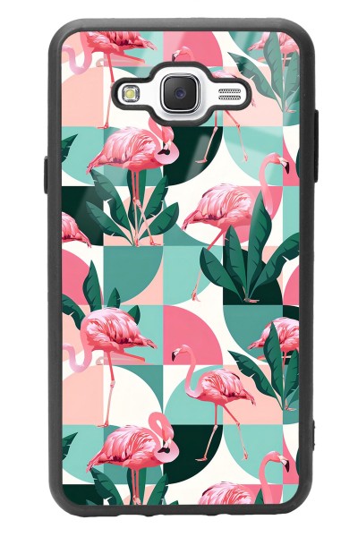 Samsung J7 Retro Flamingo Duvar Kağıdı Tasarımlı Glossy Telefon Kılıfı