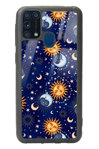 Samsung M-31 Ay Güneş Pijama Tasarımlı Glossy Telefon Kılıfı