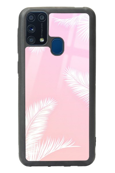 Samsung M-31 Beyaz Palmiye Tasarımlı Glossy Telefon Kılıfı