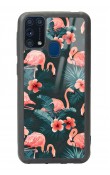 Samsung M-31 Flamingo Leaf Tasarımlı Glossy Telefon Kılıfı
