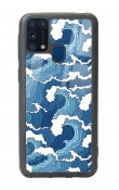 Samsung M-31 Mavi Dalga Tasarımlı Glossy Telefon Kılıfı