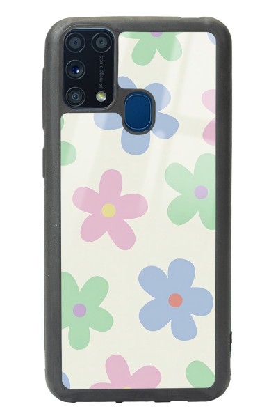 Samsung M-31 Nude Çiçek Tasarımlı Glossy Telefon Kılıfı