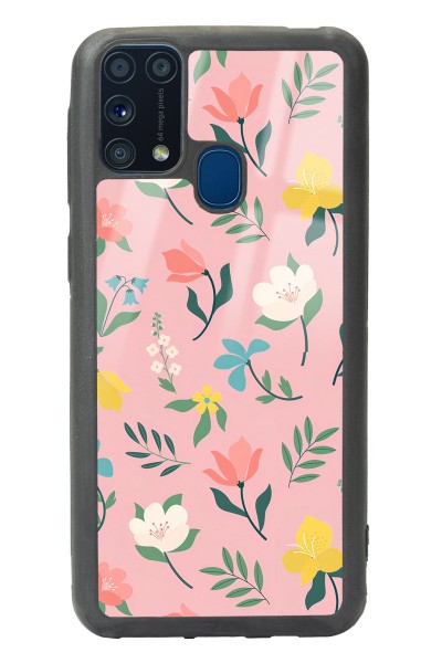 Samsung M-31 Pinky Flowers Tasarımlı Glossy Telefon Kılıfı