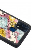 Samsung M-31 Retro Çizgi Çiçek Tasarımlı Glossy Telefon Kılıfı