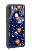 Samsung M11 Ay Güneş Pijama Tasarımlı Glossy Telefon Kılıfı