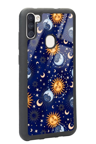 Samsung M11 Ay Güneş Pijama Tasarımlı Glossy Telefon Kılıfı