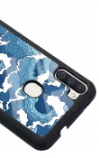Samsung M11 Mavi Dalga Tasarımlı Glossy Telefon Kılıfı